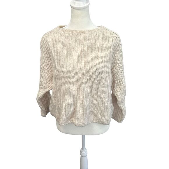 Holebrook Sweden Cajsa Ribbed Merino Wool Blend Sweater Sand Shell small petite - Picture 4 of 12